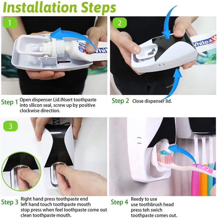Automatic Toothpaste Dispenser with Toothbrush Holder Organizer Set