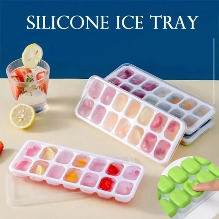 Ice Cube Tray Silicone – 14 Grids with Lid