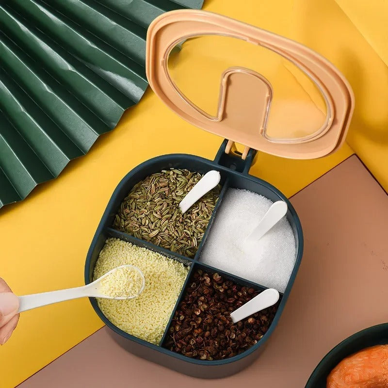 Spice Kit Masala Box โ 4 Grid Spice Jar Container