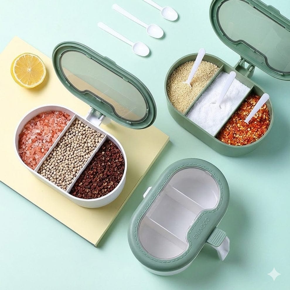 3 Compartment Spice Jar Box