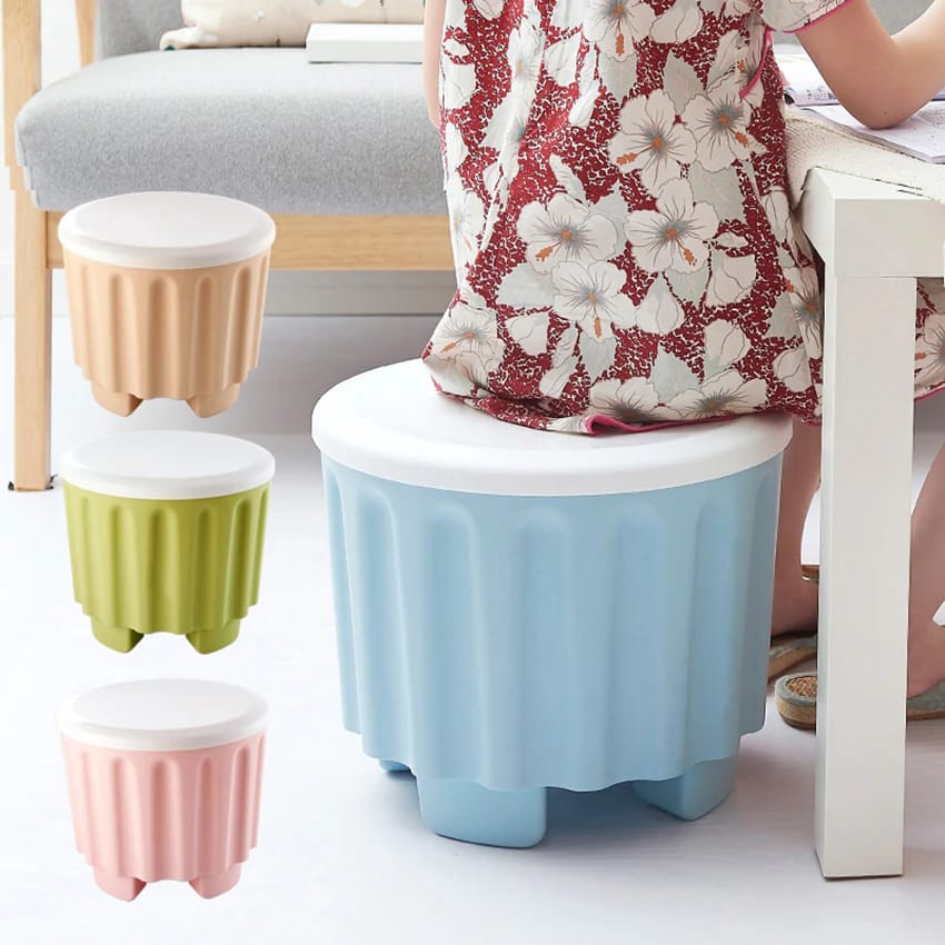 1 PC Storage Stool – Plastic Large Capacity Stackable Storage Box Footstool