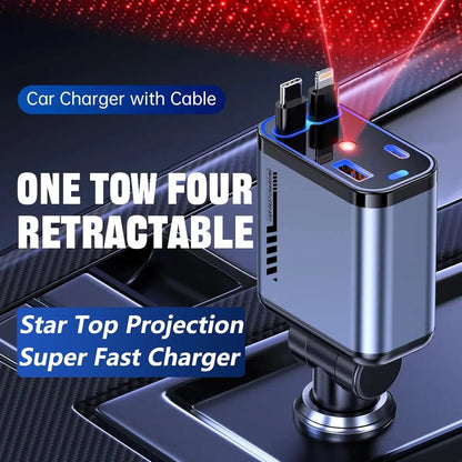 Retractable Car Charger with Starlight
