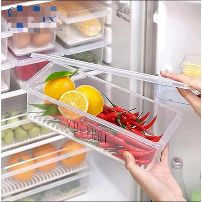 Fridge Organizer Food Storage Container – Removable Drain Plate Tray