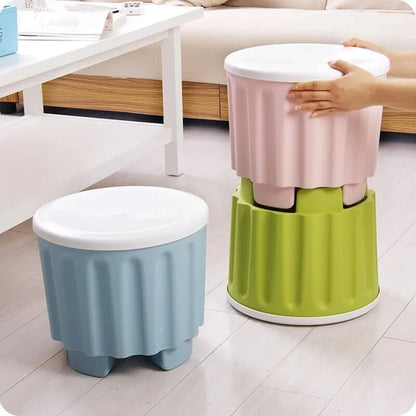 1 PC Storage Stool – Plastic Large Capacity Stackable Storage Box Footstool