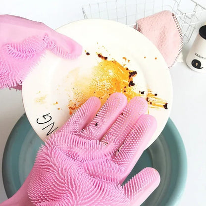 Reusable Dishwashing Gloves with Scrubber