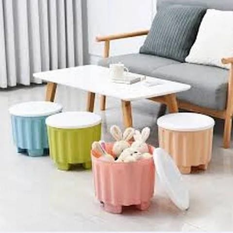 1 PC Storage Stool – Plastic Large Capacity Stackable Storage Box Footstool