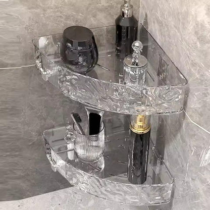 Durable Punch-Free Bathroom Storage Rack – Plastic Water Ripple Wall Shelf