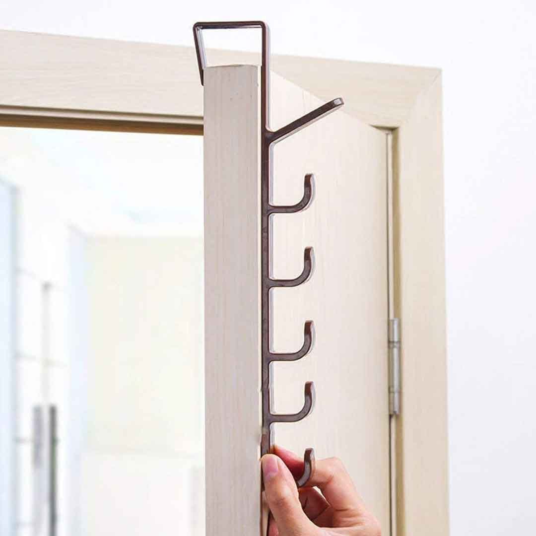Door Hook Hanger – 5 Hook Plastic Organizer Rack