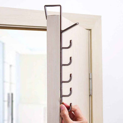Door Hook Hanger – 5 Hook Plastic Organizer Rack