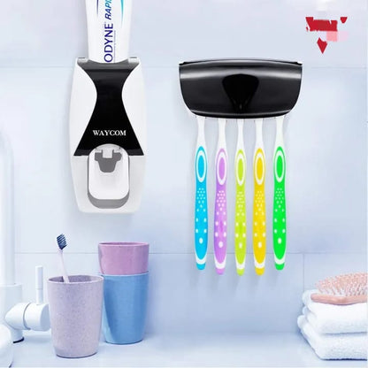 Automatic Toothpaste Dispenser with Toothbrush Holder Organizer Set