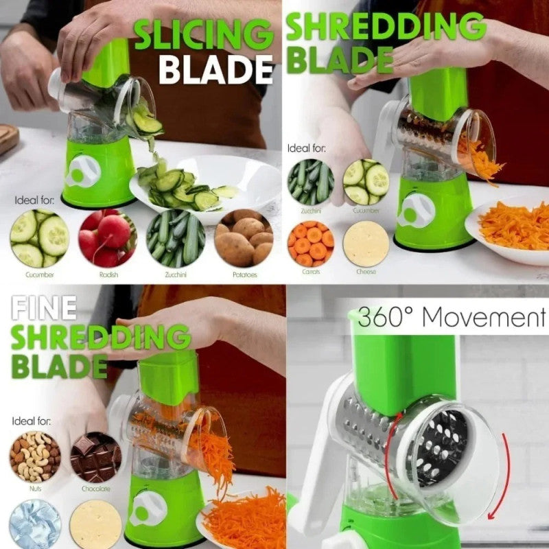 3 in 1 Vegetable Cutter – Multifunctional Rotary Slicer
