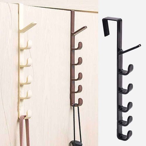 Door Hook Hanger – 5 Hook Plastic Organizer Rack