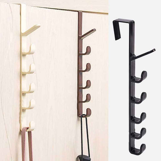 Door Hook Hanger – 5 Hook Plastic Organizer Rack