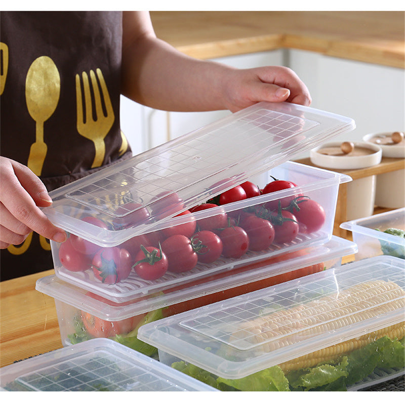 Fridge Organizer Food Storage Container – Removable Drain Plate Tray