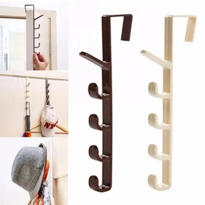 Door Hook Hanger – 5 Hook Plastic Organizer Rack