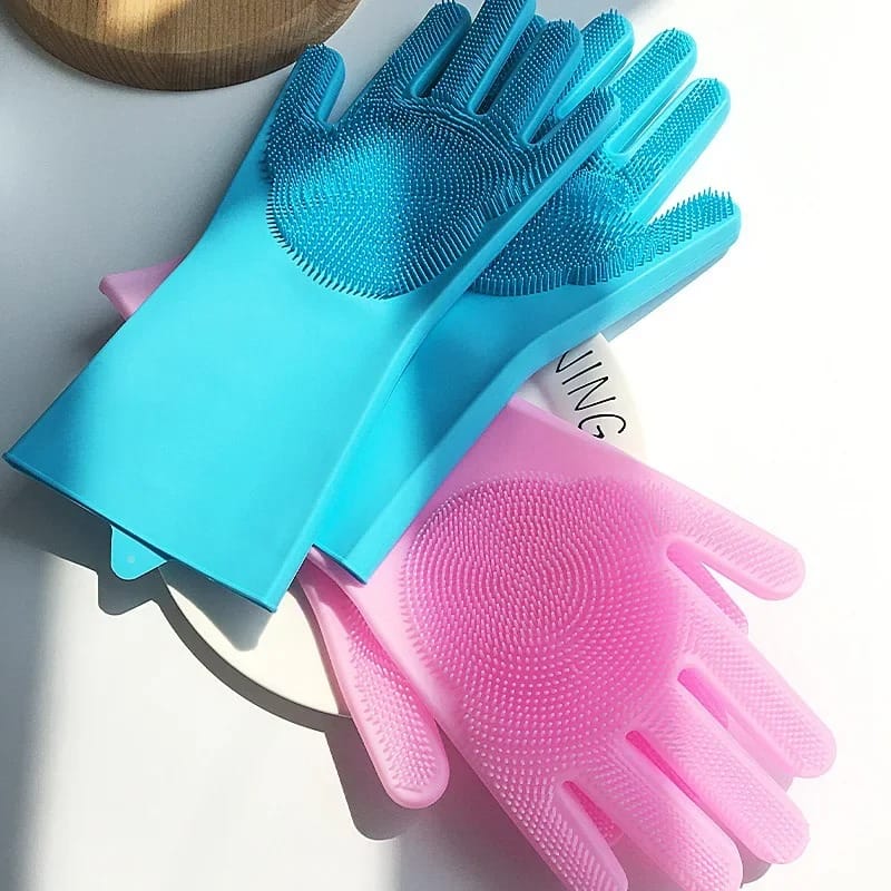 Reusable Dishwashing Gloves with Scrubber