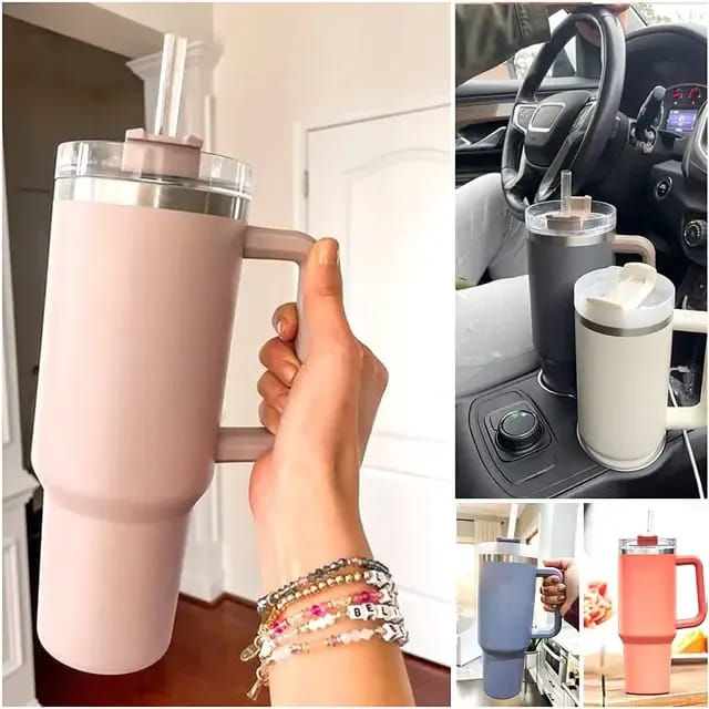 Tumbler with Handle &amp; Straw – 1200ml 🥤✨