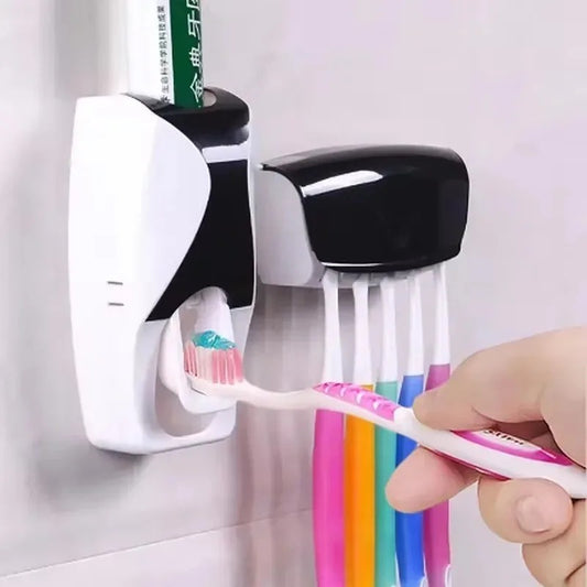 Automatic Toothpaste Dispenser with Toothbrush Holder Organizer Set