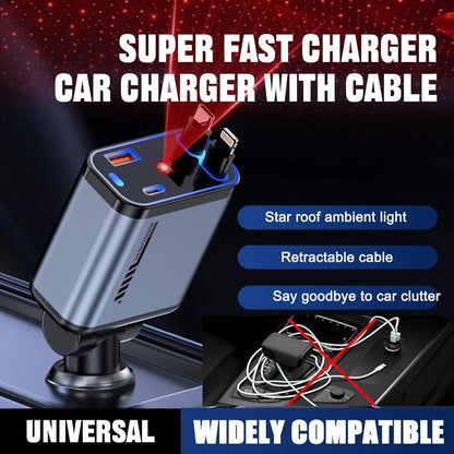 Retractable Car Charger with Starlight