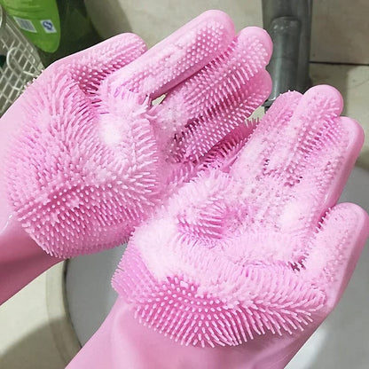 Reusable Dishwashing Gloves with Scrubber