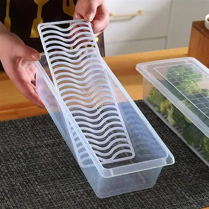 Fridge Organizer Food Storage Container – Removable Drain Plate Tray