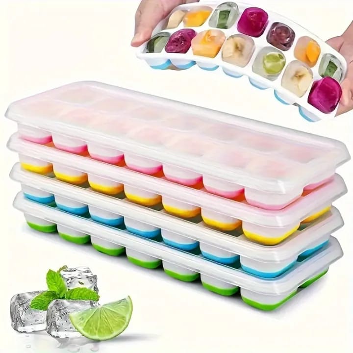 Ice Cube Tray Silicone – 14 Grids with Lid