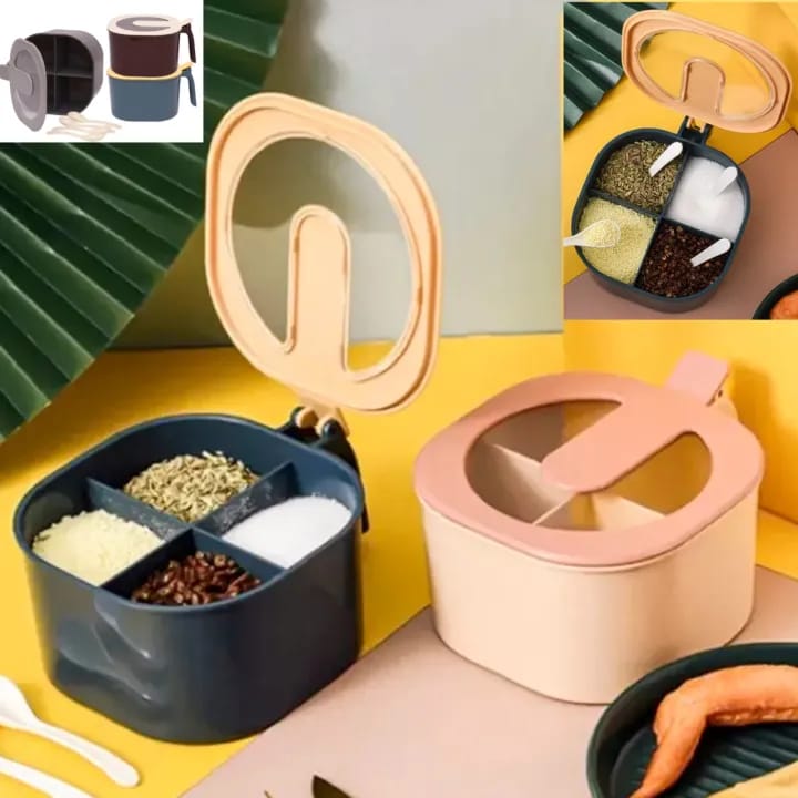 Spice Kit Masala Box – 4 Grid Spice Jar Container