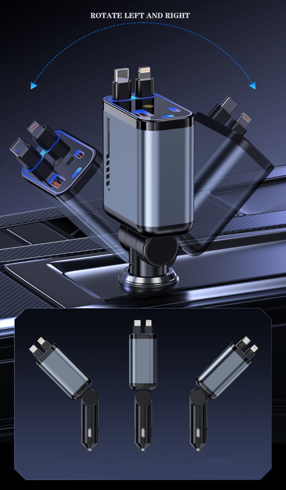Retractable Car Charger with Starlight