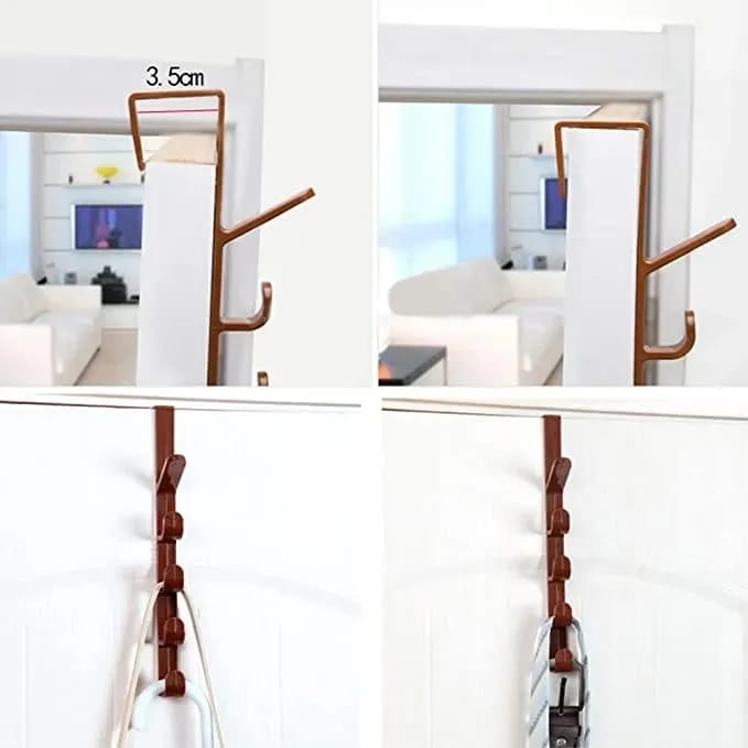 Door Hook Hanger – 5 Hook Plastic Organizer Rack