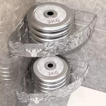 Durable Punch-Free Bathroom Storage Rack – Plastic Water Ripple Wall Shelf