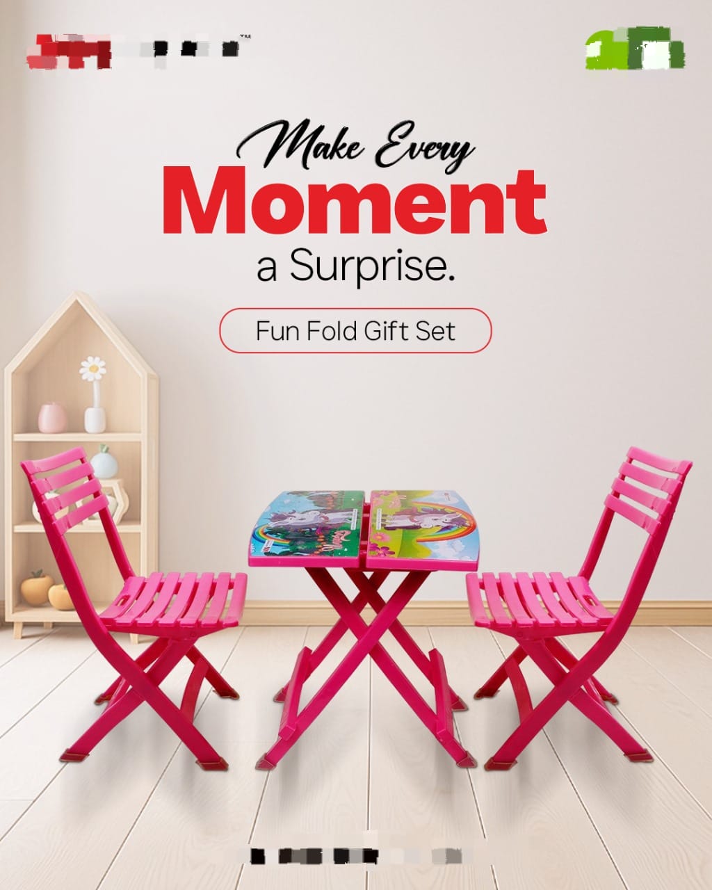 Fun Fold Gift Set Study Table – Kids Foldable Desk &amp; Chair Set