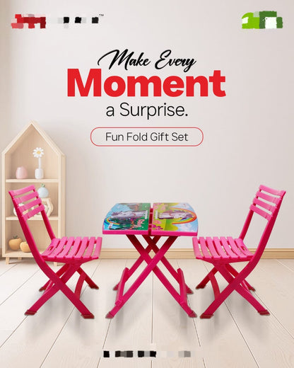 Fun Fold Gift Set Study Table – Kids Foldable Desk &amp; Chair Set