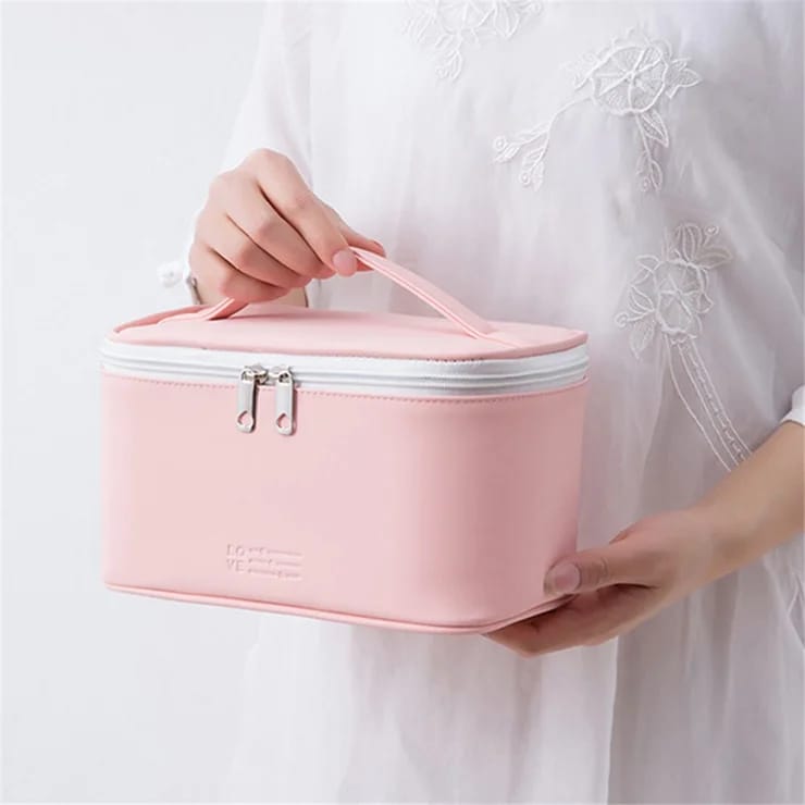 Leather Cosmetic Handbag – Large Capacity Makeup Organizer
