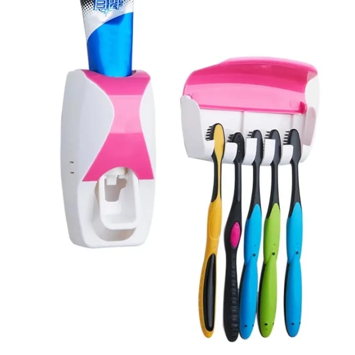 Automatic Toothpaste Dispenser with Toothbrush Holder Organizer Set