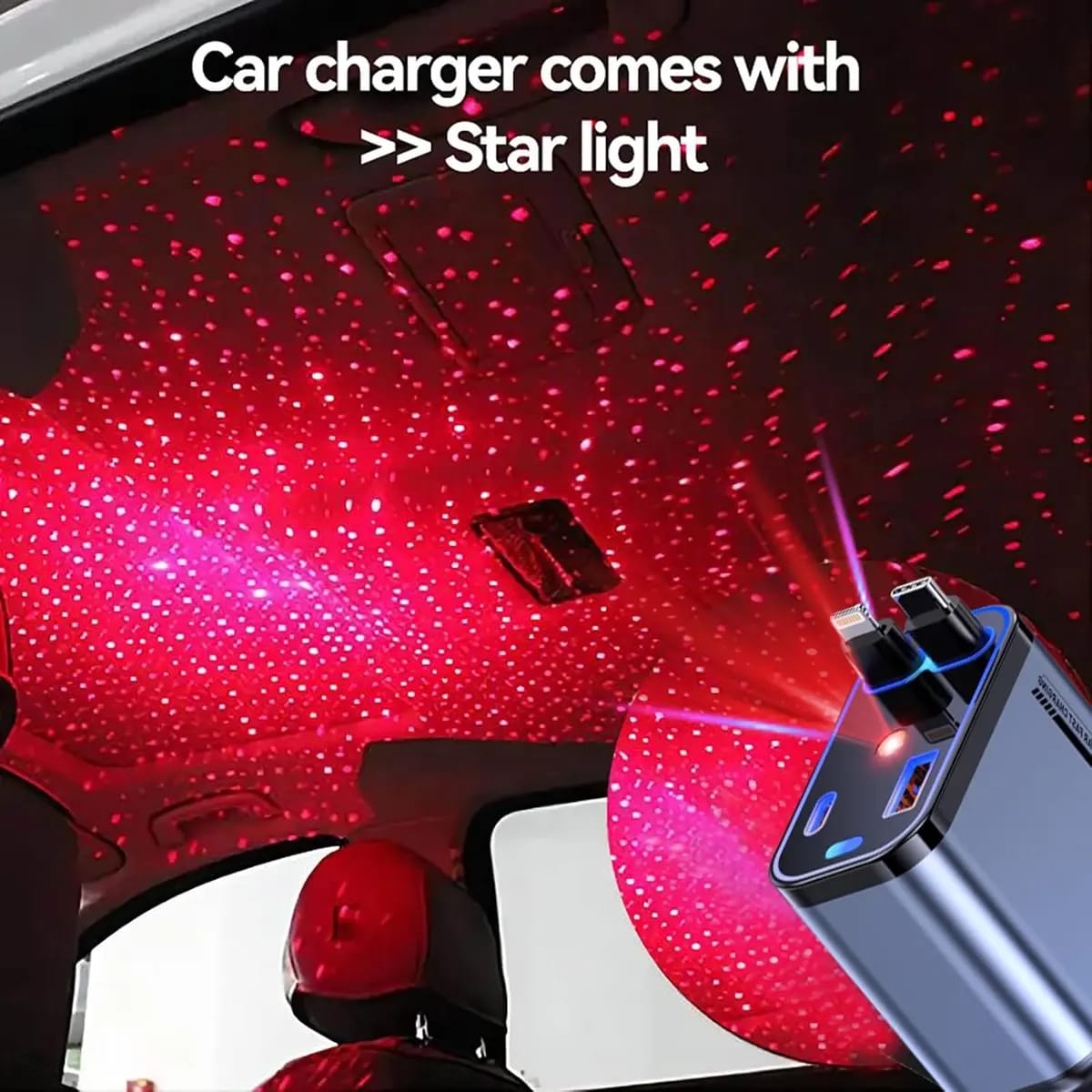 Retractable Car Charger with Starlight