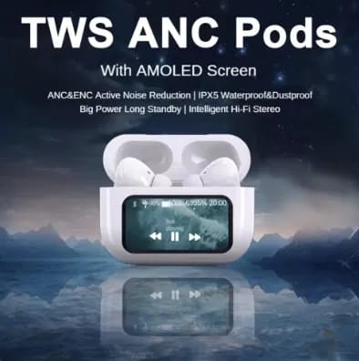 A9 Pro Touch Screen ANC/ENC Wireless Earbuds